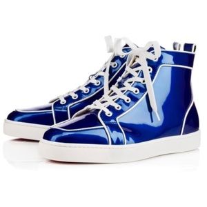 christian louboutin Rantus Orlato High Top Sneakers latte patent glossy blue 39